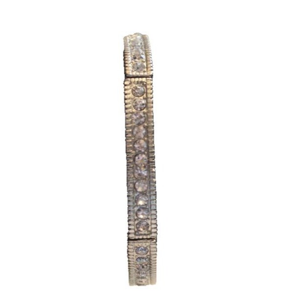 New Silvertone Clear Rhinestone Crystal Stretch Tennis Bracelet